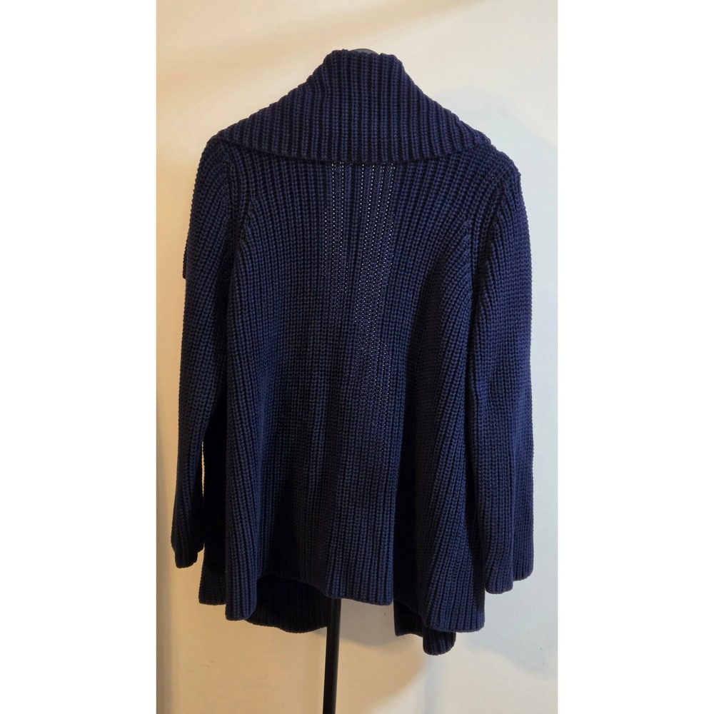 Talbots Ribbed Open Front Cardigan Wide Fold-Over Shawl Collar Women's Size 2X - Picture 3 of 8